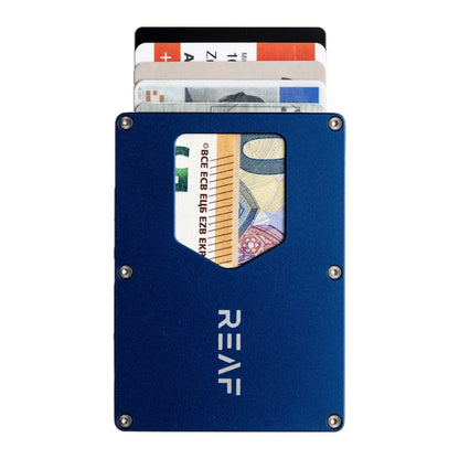 REAF wallet midnight blue– minimalistische Aluminium Geldbörse, Frontansicht