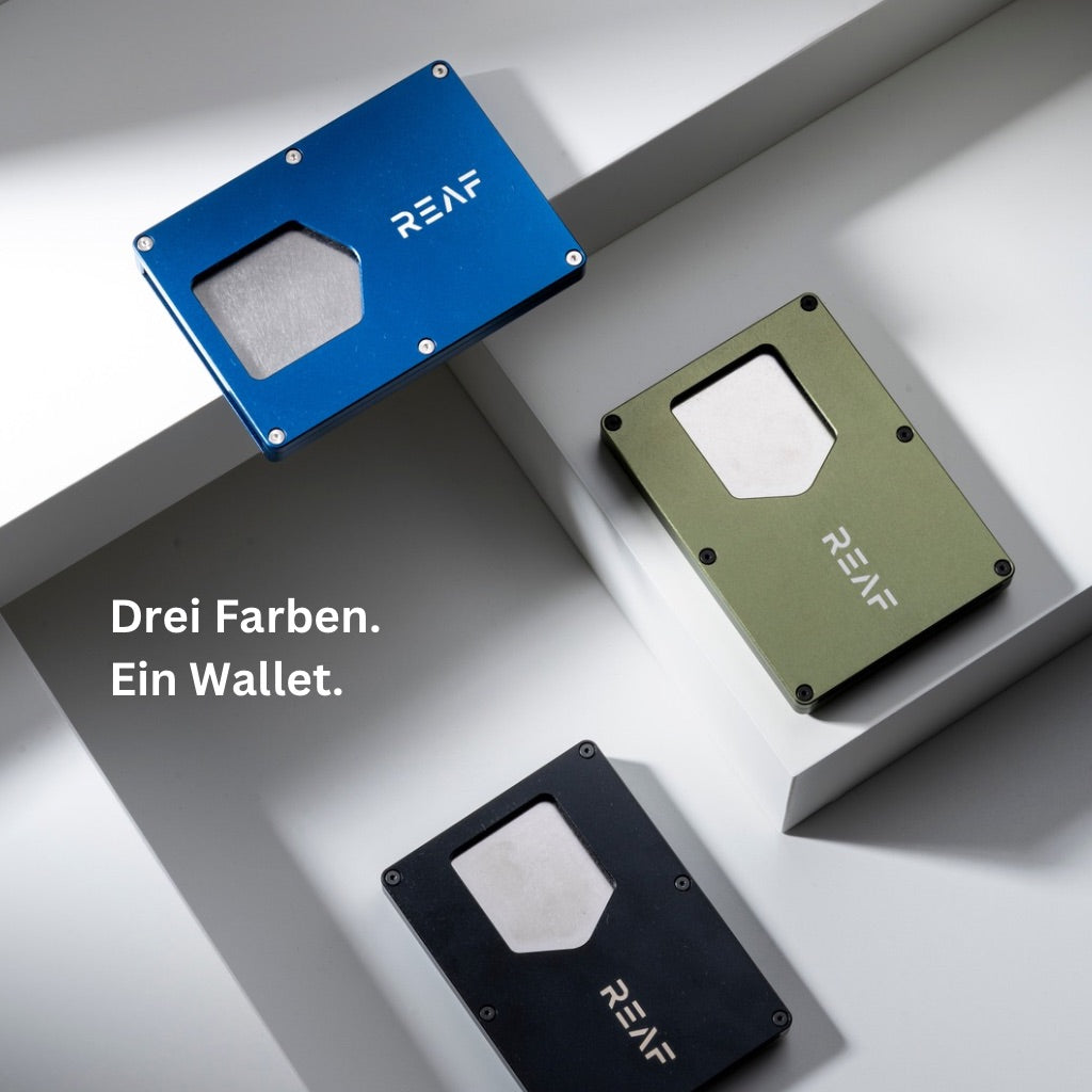 REAF wallet in schwarz, midnight blue und olive