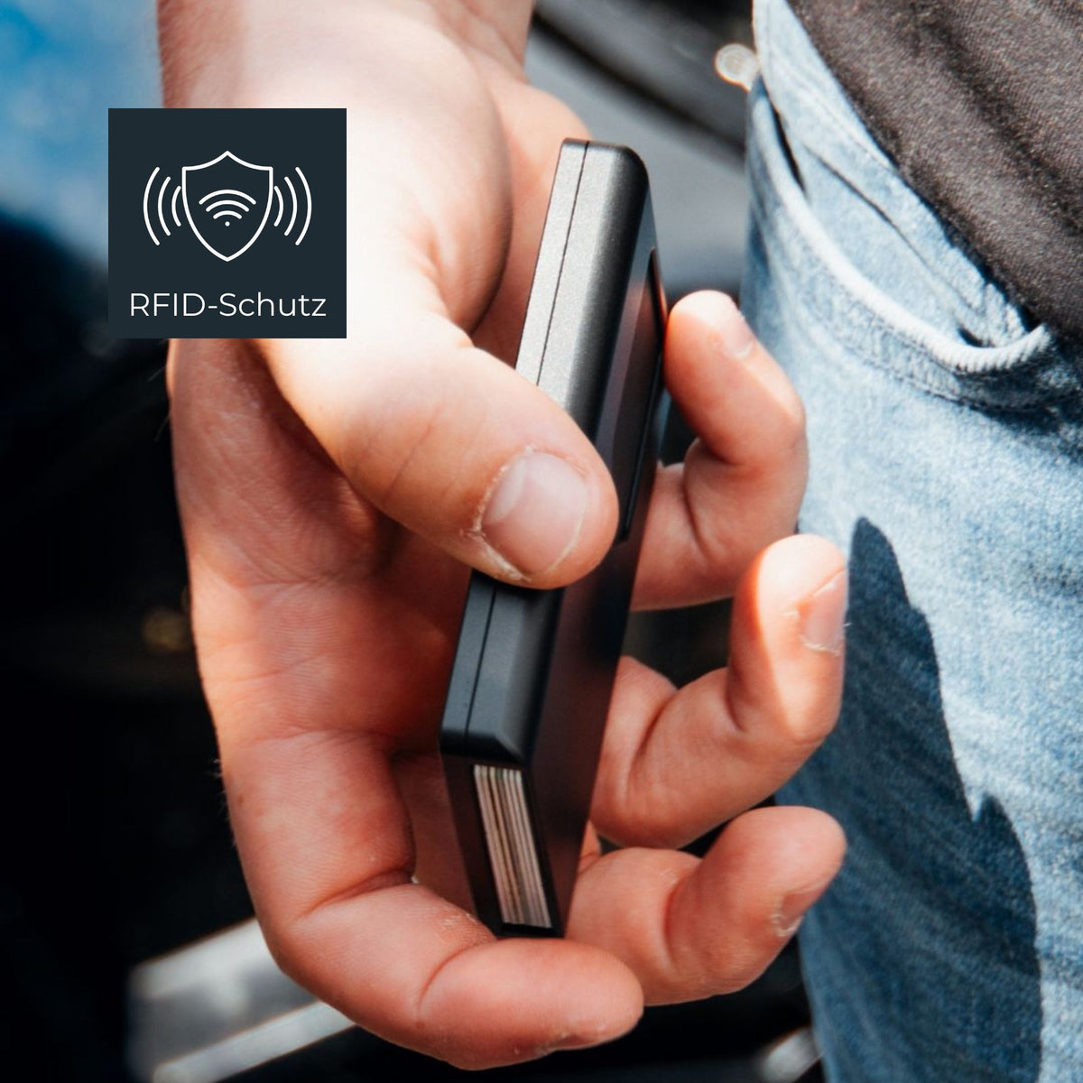 Seitenansicht des REAF wallet, Gehäuse ohne bewegliche Teile